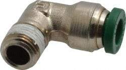 Parker - 1/4" Outside Diam, 1/8 NPTF, Nickel Plated Brass Push-to-Connect Tube Male Elbow - 300 Max psi, Tube to Male NPT Connection, Buna-N O-Ring - Benchmark Tooling