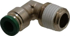 Parker - 1/4" Outside Diam, 1/4 NPTF, Nickel Plated Brass Push-to-Connect Tube Male Elbow - 300 Max psi, Tube to Male NPT Connection, Buna-N O-Ring - Benchmark Tooling