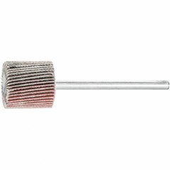 PFERD - 5/8" Diam x 5/8" Face Width, Aluminum Oxide Coated Mounted Flap Wheel - 1/8" Shank Mount, 240 Grit, 50,000 Max RPM - Benchmark Tooling