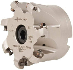 Walter - 3" Cut Diam, 1" Arbor Hole, 3mm Max Depth of Cut, 43° Indexable Chamfer & Angle Face Mill - 7 Inserts, ODM. 0504.., ODH. 0504.. Insert, Series F4080 - Benchmark Tooling
