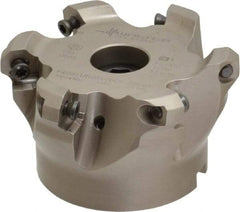 Walter - 3" Cut Diam, 1" Arbor Hole, 4mm Max Depth of Cut, 43° Indexable Chamfer & Angle Face Mill - 6 Inserts, ODM. 0605.., ODH. 0605.. Insert, Series F4080 - Benchmark Tooling