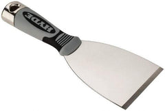 Hyde Tools - Stiff Stainless Steel Putty Scraper - 3" Blade Width x 4" Blade Length, 4-1/4" Long Cushioned Grip Handle - Benchmark Tooling