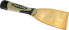 Hyde Tools - Stiff Brass Scraper - 3" Blade Width x 4" Blade Length, 4-1/2" Long Cushioned Grip Handle - Benchmark Tooling