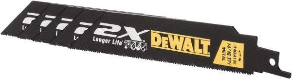 DeWALT - 6" Long x 1" Thick, Bi-Metal Reciprocating Saw Blade - Straight Profile, 14 to 18 TPI, Toothed Edge - Benchmark Tooling