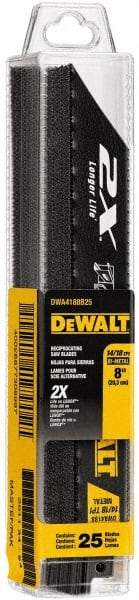 DeWALT - 8" Long x 1" Thick, Bi-Metal Reciprocating Saw Blade - Straight Profile, 14 to 18 TPI, Toothed Edge - Benchmark Tooling