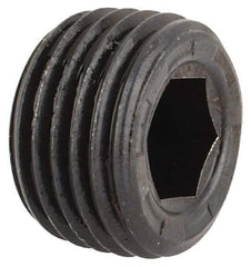 Made in USA - 1/8-27, 1/8" OAL, Alloy Steel Socket Pressure Plug - Uncoated, 7/8" Taper per Foot, 3/16" Hex Key - Benchmark Tooling