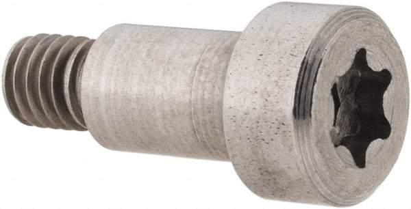 Made in USA - 1/4" Shoulder Diam x 3/8" Shoulder Length, #10-32 UNF, Torx Shoulder Screw - 416 Stainless Steel, Uncoated, 3/16" Head Height x 3/8" Head Diam - Benchmark Tooling