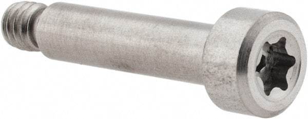 Made in USA - 3/16" Shoulder Diam x 3/4" Shoulder Length, #8-32 UNC, Torx Shoulder Screw - 416 Stainless Steel, Uncoated, 5/32" Head Height x 5/16" Head Diam - Benchmark Tooling