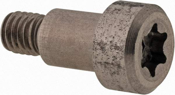 Made in USA - 1/4" Shoulder Diam x 5/16" Shoulder Length, #10-32 UNF, Torx Shoulder Screw - 416 Stainless Steel, Uncoated, 3/16" Head Height x 3/8" Head Diam - Benchmark Tooling
