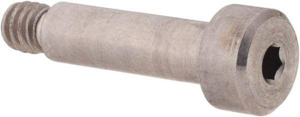 Made in USA - 3/16" Shoulder Diam x 5/8" Shoulder Length, #8-32 UNC, Hex Socket Shoulder Screw - 316 Stainless Steel, Uncoated, 5/32" Head Height x 5/16" Head Diam - Benchmark Tooling