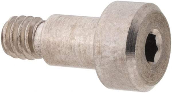 Made in USA - 3/16" Shoulder Diam x 1/4" Shoulder Length, #8-32 UNC, Hex Socket Shoulder Screw - 316 Stainless Steel, Uncoated, 5/32" Head Height x 5/16" Head Diam - Benchmark Tooling