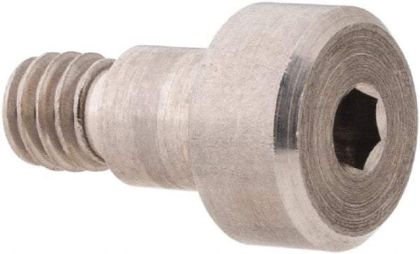 Made in USA - 3/16" Shoulder Diam x 3/16" Shoulder Length, #8-32 UNC, Hex Socket Shoulder Screw - 316 Stainless Steel, Uncoated, 5/32" Head Height x 5/16" Head Diam - Benchmark Tooling