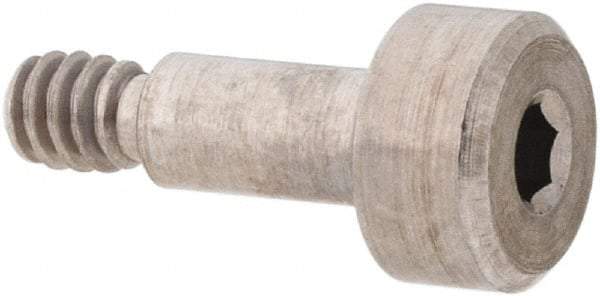 Made in USA - 1/8" Shoulder Diam x 1/4" Shoulder Length, #4-40 UNC, Hex Socket Shoulder Screw - 316 Stainless Steel, Uncoated, 1/8" Head Height x 1/4" Head Diam - Benchmark Tooling
