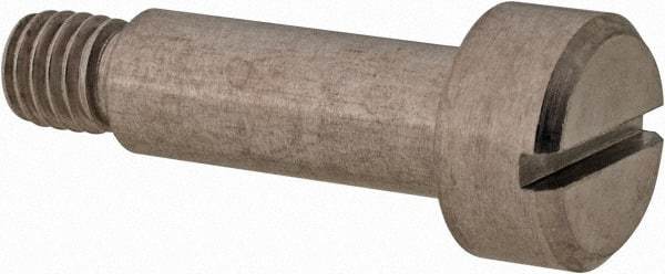 Made in USA - 6mm Shoulder Diam x 16mm Shoulder Length, M5x0.8 Metric Coarse, Slotted Shoulder Screw - 303, 18-8 Stainless Steel, Uncoated, 5mm Head Height x 10mm Head Diam - Benchmark Tooling