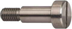 Made in USA - 6mm Shoulder Diam x 25mm Shoulder Length, M5x0.8 Metric Coarse, Slotted Shoulder Screw - 303, 18-8 Stainless Steel, Uncoated, 5mm Head Height x 10mm Head Diam - Benchmark Tooling