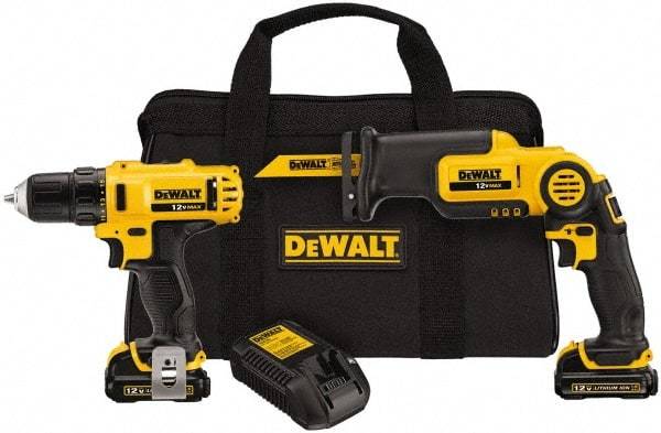 DeWALT - 12 Volt Cordless Tool Combination Kit - Includes 3/8" Drill/Driver & Pivot Reciprocating Saw, Lithium-Ion Battery Included - Benchmark Tooling