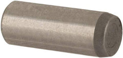 Made in USA - 3mm Diam x 8mm Pin Length Alloy Steel Standard Dowel Pin - Bright Finish, C 47-58 & C 60 (Surface) Hardness, 1 Beveled & 1 Rounded End - Benchmark Tooling