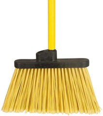 PRO-SOURCE - 12" Wide, Yellow Polypropylene Bristles, 48" Vinyl-Coated Metal Handle, Angled Broom - Flagged - Benchmark Tooling