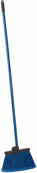 PRO-SOURCE - 12" Wide, Blue Polypropylene Bristles, 46-1/2" Vinyl-Coated Metal Handle, Angled Broom - Flagged - Benchmark Tooling