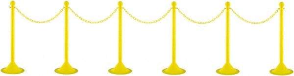 PRO-SAFE - 41" High Plastic Pedestrian Warning Post Kit - 50' Long Rope - Benchmark Tooling