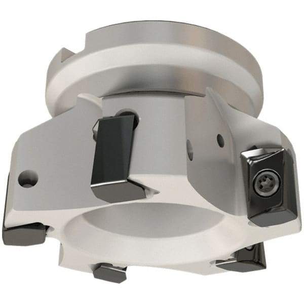 Iscar - 10 Inserts, 200mm Cut Diam, 60mm Arbor Diam, 16.3mm Max Depth of Cut, Indexable Square-Shoulder Face Mill - 0/90° Lead Angle, 63mm High, H490 AN.X 17 Insert Compatibility, Series Helido - Benchmark Tooling