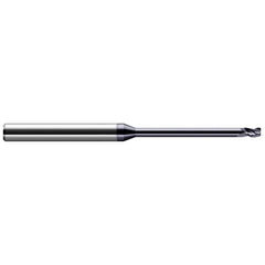 Corner Radius End Mill: 0.047″ Dia, 0.07″ LOC, 0.01″ Radius, 3 Flutes, Solid Carbide 2-1/2″ OAL, 1/8″ Shank Dia, 30 ° Helix, AlTiN Coated, Corner Radius End