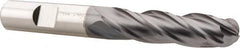 Niagara Cutter - 1/2" Diam, 2" LOC, 4 Flute Cobalt Ball End Mill - TiCN Finish, Single End, 4" OAL, 1/2" Shank Diam, Spiral Flute - Benchmark Tooling