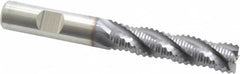 Niagara Cutter - 1/2" Diam, Coarse Pitch, 2" LOC, 4 Flute Cobalt Roughing Square End Mill - TiCN Finish, 4" OAL, 1/2" Shank Diam, Single End, 30° Helix - Benchmark Tooling