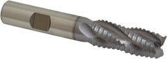 Niagara Cutter - 9/16" Diam, Coarse Pitch, 1-3/8" LOC, 4 Flute Cobalt Roughing Square End Mill - TiCN Finish, 3-3/8" OAL, 1/2" Shank Diam, Single End, 30° Helix - Benchmark Tooling