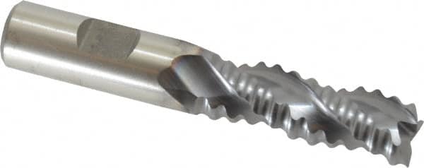 Niagara Cutter - 5/8" Diam, Coarse Pitch, 1-5/8" LOC, 3 Flute Cobalt Roughing Square End Mill - TiCN Finish, 3-3/4" OAL, 5/8" Shank Diam, Single End, Centercutting, 36° Helix - Benchmark Tooling