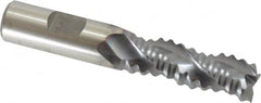 Niagara Cutter - 5/8" Diam, Coarse Pitch, 1-5/8" LOC, 3 Flute Cobalt Roughing Square End Mill - TiCN Finish, 3-3/4" OAL, 5/8" Shank Diam, Single End, Centercutting, 36° Helix - Benchmark Tooling