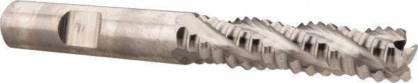 Niagara Cutter - 3/8" Diam, Coarse Pitch, 1-1/2" LOC, 4 Flute Cobalt Roughing Square End Mill - Uncoated, 3-1/4" OAL, 3/8" Shank Diam, Single End, Centercutting, 30° Helix - Benchmark Tooling