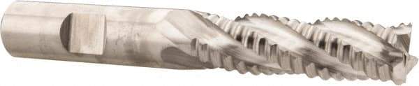Niagara Cutter - 1/2" Diam, Coarse Pitch, 1-5/8" LOC, 4 Flute Cobalt Roughing Square End Mill - Uncoated, 3-5/8" OAL, 1/2" Shank Diam, Single End, Centercutting, 30° Helix - Benchmark Tooling