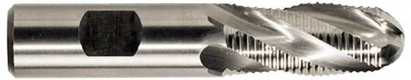 Niagara Cutter - 3/4" Diam, Coarse Pitch, 1-5/8" LOC, 4 Flute Cobalt Roughing Ball End Mill - Uncoated, 3-7/8" OAL, 3/4" Shank Diam, Single End, Centercutting - Benchmark Tooling