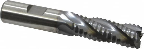 Niagara Cutter - 5/8" Diam, Coarse Pitch, 1-5/8" LOC, 4 Flute Cobalt Roughing Square End Mill - TiCN Finish, 3-3/4" OAL, 5/8" Shank Diam, Single End, 30° Helix - Benchmark Tooling