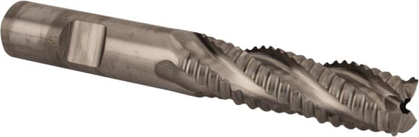 Niagara Cutter - 1/2" Diam, Coarse Pitch, 1-5/8" LOC, 4 Flute Cobalt Roughing Square End Mill - Uncoated, 3-5/8" OAL, 1/2" Shank Diam, Single End, 30° Helix - Benchmark Tooling