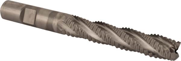 Niagara Cutter - 1/2" Diam, Coarse Pitch, 2-1/2" LOC, 4 Flute Cobalt Roughing Square End Mill - Uncoated, 4-1/2" OAL, 1/2" Shank Diam, Single End, 30° Helix - Benchmark Tooling