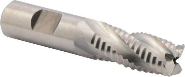 Niagara Cutter - 3/4" Diam, Coarse Pitch, 1-1/2" LOC, 4 Flute Cobalt Roughing Square End Mill - Uncoated, 3-3/4" OAL, 3/4" Shank Diam, Single End, 30° Helix - Benchmark Tooling