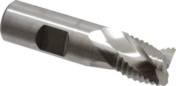 Niagara Cutter - 3/4" Diam, Coarse Pitch, 3/4" LOC, 3 Flute Cobalt Roughing Square End Mill - Uncoated, 3" OAL, 3/4" Shank Diam, Single End, Centercutting, 36° Helix - Benchmark Tooling