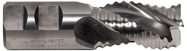 Niagara Cutter - 1" Diam, Coarse Pitch, 1-1/2" LOC, 3 Flute Cobalt Roughing Square End Mill - Uncoated, 3-3/4" OAL, 3/4" Shank Diam, Single End, Centercutting, 36° Helix - Benchmark Tooling