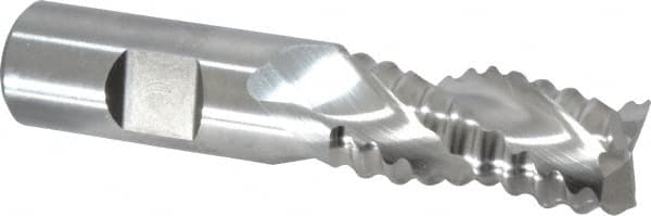 Niagara Cutter - 3/4" Diam, Coarse Pitch, 1-1/2" LOC, 3 Flute Cobalt Roughing Square End Mill - Uncoated, 3-3/4" OAL, 3/4" Shank Diam, Single End, Centercutting, 36° Helix - Benchmark Tooling
