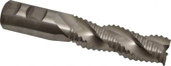 Niagara Cutter - 1" Diam, Coarse Pitch, 3" LOC, 3 Flute Cobalt Roughing Square End Mill - Uncoated, 5-1/2" OAL, 1" Shank Diam, Single End, Centercutting, 36° Helix - Benchmark Tooling