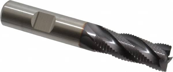 Niagara Cutter - 1/2" Diam, Fine Pitch, 1-1/4" LOC, 4 Flute Cobalt Roughing Square End Mill - TiAlN Finish, 3-1/4" OAL, 1/2" Shank Diam, Single End, 30° Helix - Benchmark Tooling