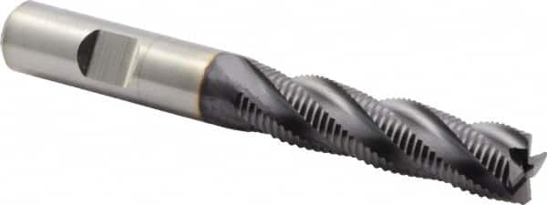 Niagara Cutter - 1/2" Diam, Fine Pitch, 2" LOC, 4 Flute Cobalt Roughing Square End Mill - TiAlN Finish, 4" OAL, 1/2" Shank Diam, Single End, 30° Helix - Benchmark Tooling