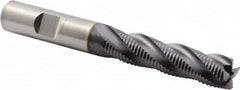 Niagara Cutter - 1/2" Diam, Fine Pitch, 2" LOC, 4 Flute Cobalt Roughing Square End Mill - TiAlN Finish, 4" OAL, 1/2" Shank Diam, Single End, 30° Helix - Benchmark Tooling