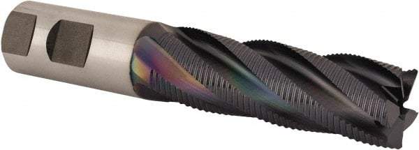 Niagara Cutter - 1" Diam, Fine Pitch, 3" LOC, 5 Flute Cobalt Roughing Square End Mill - TiAlN Finish, 5-1/2" OAL, 1" Shank Diam, Single End, 30° Helix - Benchmark Tooling