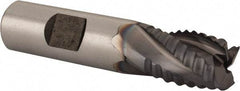 Niagara Cutter - 5/8" Diam, Coarse Pitch, 3/4" LOC, 4 Flute Cobalt Roughing Square End Mill - TiCN Finish, 2-7/8" OAL, 5/8" Shank Diam, Single End, 30° Helix - Benchmark Tooling