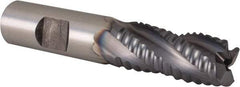 Niagara Cutter - 5/8" Diam, Coarse Pitch, 1-1/4" LOC, 4 Flute Cobalt Roughing Square End Mill - TiCN Finish, 3-3/8" OAL, 5/8" Shank Diam, Single End, 30° Helix - Benchmark Tooling