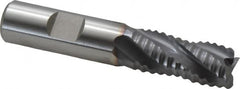 Niagara Cutter - 5/8" Diam, Coarse Pitch, 1-1/4" LOC, 4 Flute Cobalt Roughing Square End Mill - TiCN Finish, 3-3/8" OAL, 5/8" Shank Diam, Single End, Centercutting, 30° Helix - Benchmark Tooling