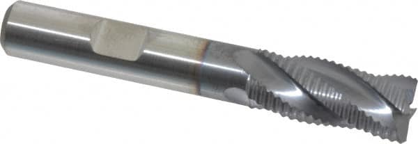 Niagara Cutter - 7/16" Diam, Fine Pitch, 1" LOC, 4 Flute Cobalt Roughing Square End Mill - TiCN Finish, 2-11/16" OAL, 3/8" Shank Diam, Single End, 30° Helix - Benchmark Tooling